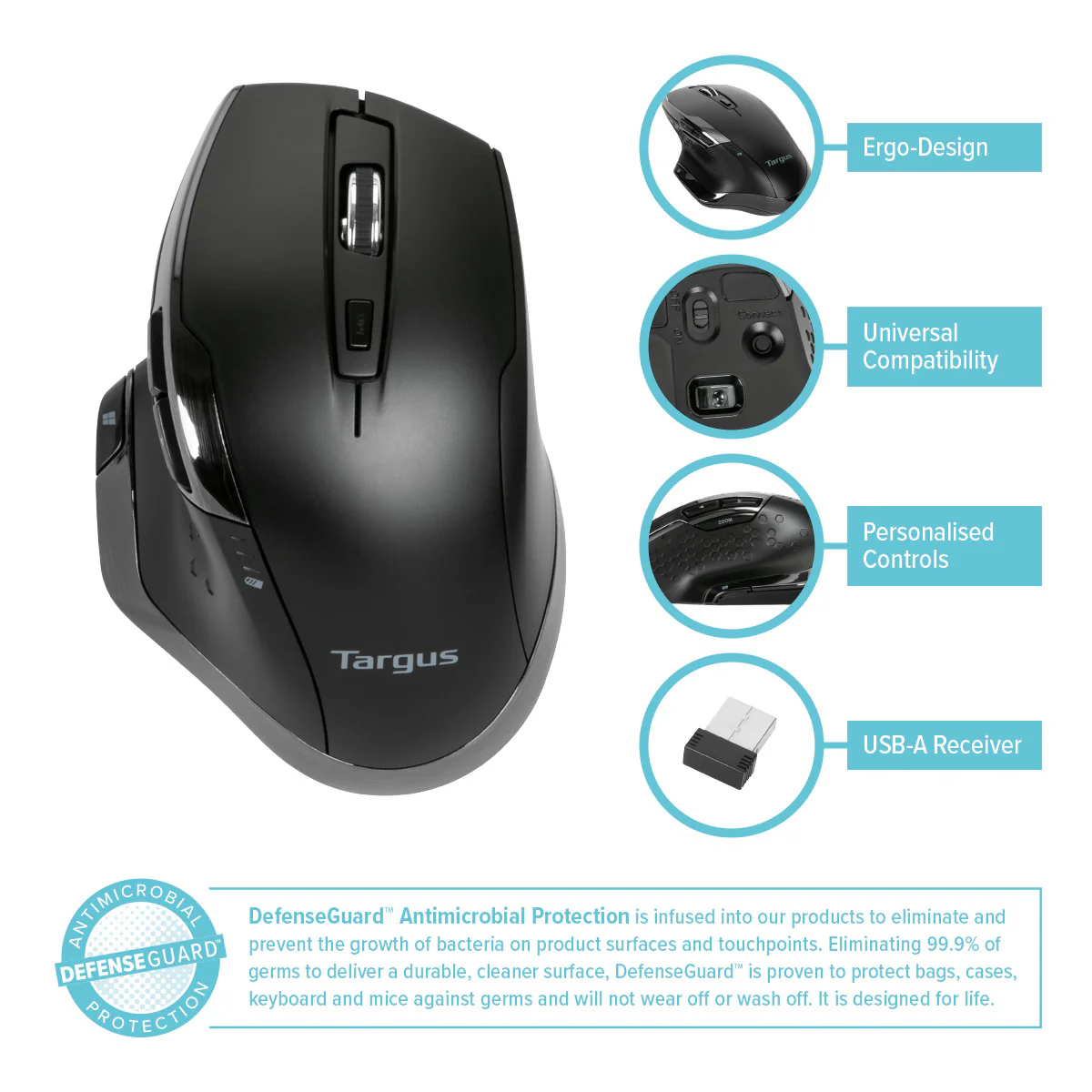 BlueTrace Wireless Ergonomic Antimicrobial Mouse - Image 12