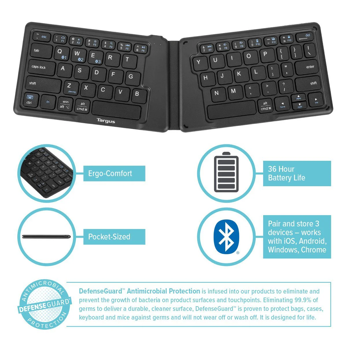 Ergonomic Foldable Bluetooth® EcoSmart™ Keyboard - Image 8