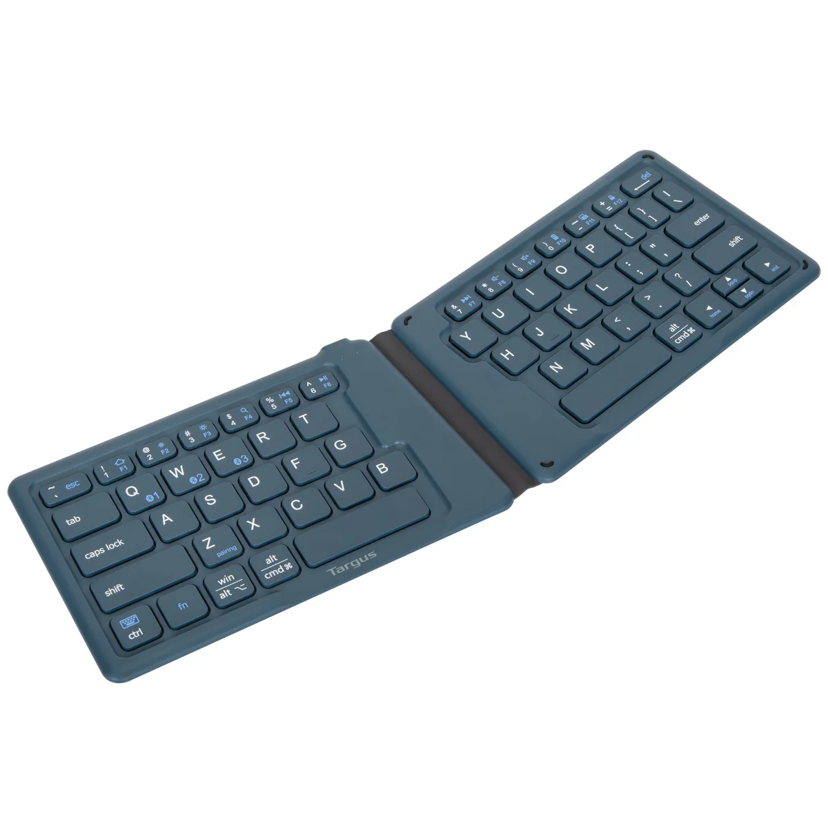Ergonomic Foldable Bluetooth® Antimicrobial Keyboard (Blue) - Image 4